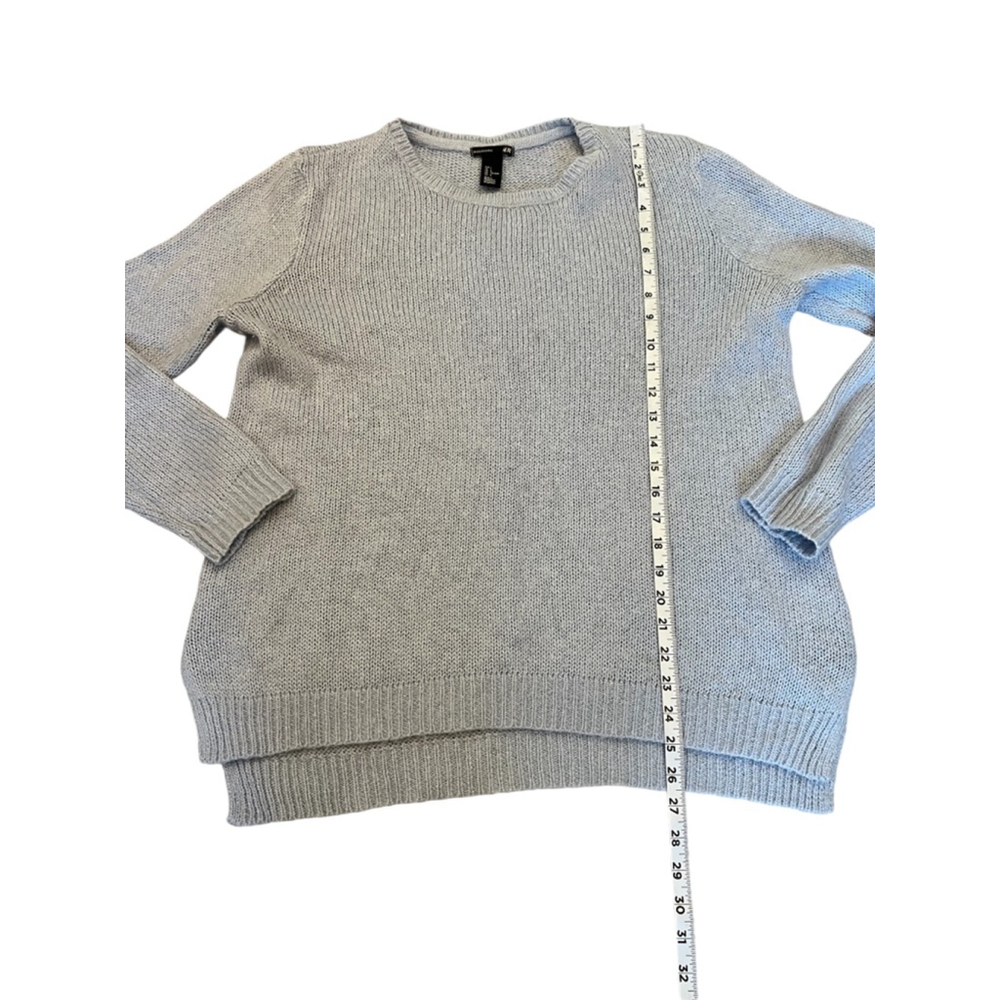 H&M Blue Mohair Blend Long Sleeve Knit Pullover Crew Neck Knit Sweater L - Picture 6 of 9